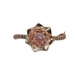 NWOT Fragrant Jewels Pink Flower 2mm Band Rose Gold-Plated Ring Size 7.5 US